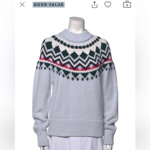 Tory Sport Light Blue Fair Isle Women's Sweater